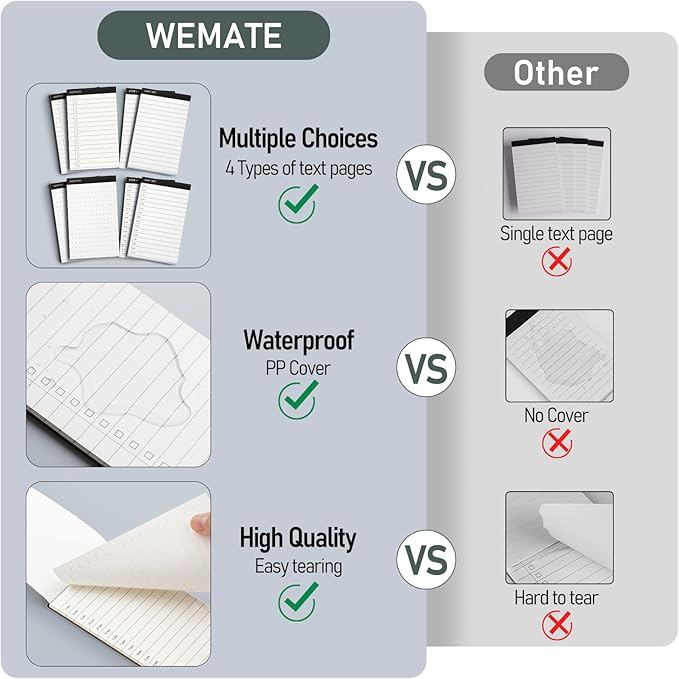 WEMATE 10 Pieces Small Notepad Holder Set Pocket Notebook - Included Mini Pocket Notepad Holder Set with 8 Memo Book Refills and Metal Pen for Meetings, Daily Records, and Notes 3 x 5 Inch (Green)