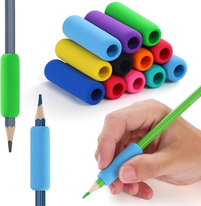 30 Pcs Pencil Grips for Kids Handwriting, Classic Pencil Grippers for Kids and Adults, Comfort Pencil Holder for Writing Aid, Foam Finger Grips, Mechanical Pencil Cushion 10 Colors