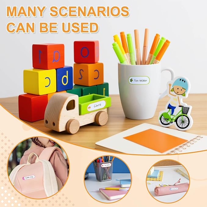 560PCS Labels for Kids Stuff Daycare, Waterproof Baby Bottle Labels, Name Label, Self-Laminating Write-on Tag Stickers