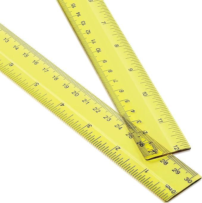 EBOOT 2 Pack Plastic Ruler Straight Ruler Plastic Measuring Tool for Student School Office (Yellow,12 Inch)