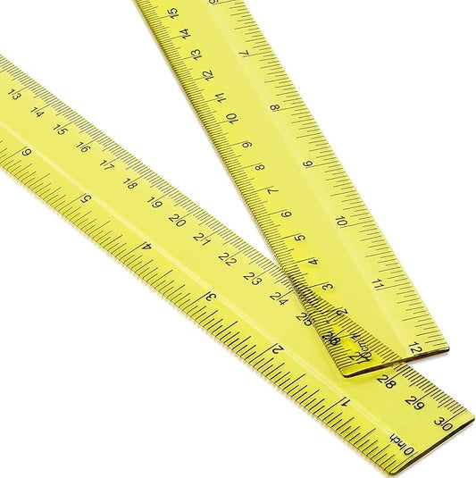 EBOOT 2 Pack Plastic Ruler Straight Ruler Plastic Measuring Tool for Student School Office (Yellow,12 Inch)