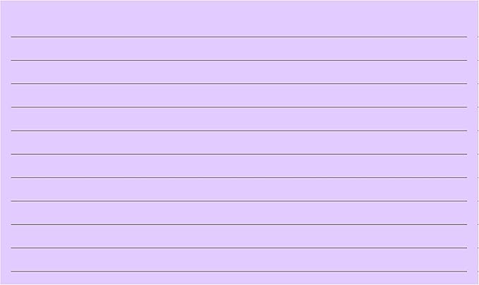 Colonial Cards: 150 Color Cardstock 3" x 5" Index Cards, Light Purple, Lined Landscape Format