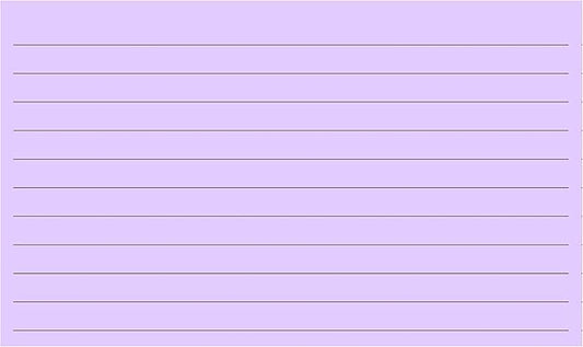 Colonial Cards: 150 Color Cardstock 3" x 5" Index Cards, Light Purple, Lined Landscape Format