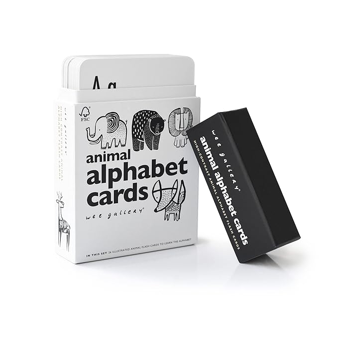 Wee Gallery High Contrast Alphabet Cards Letter Flash Cards, ABC Flashcards for Toddlers, Preschool Large Alphabet Flash Cards
