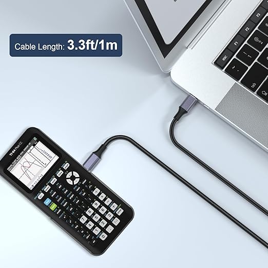 TI 84 Cable Compatible with Texas Instruments TI-84 Plus, TI-84 Plus CE, TI-84 Plus C Silver Edition, TI-89 Titanium, TI-Nspire CX II, TI-Nspire CX II CAS, TI Nspire CX CAS Graphing Calculator, 3.3ft