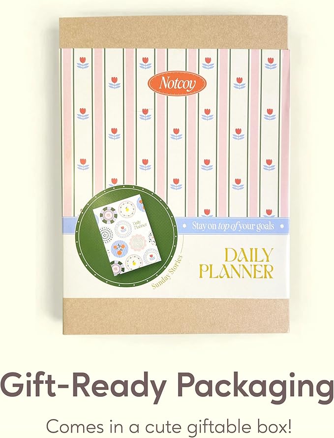 Notcoy Undated Daily Planner and Notebook, Aesthetic Hardcover Productivity Planner with To-Do List, Habit Tracker, Weekly & Monthly Views - Sunday Stories
