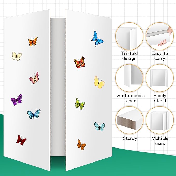 4 Pack Trifold Poster Board 48" X 36", IKAYAS Double Sided White Poster Boards, Science Fair Display Boards Posterboard for Mounting, Prints,Art,Display,Projects Classroom Supplies