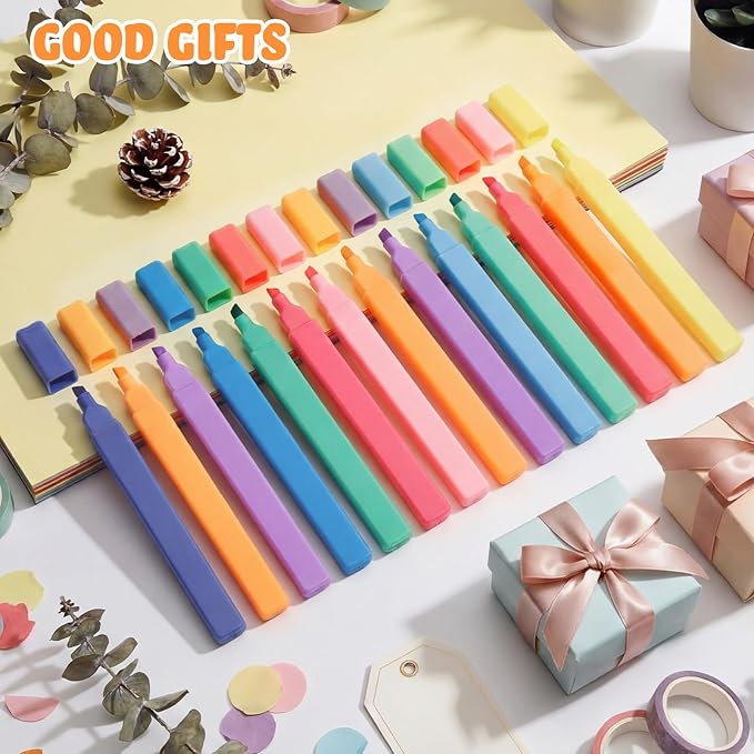Marspark Highlighters Bulk Chisel Tip Aesthetic No Bleed Cute Color Marker Pens for Journal Planner Notes School Study Office Supplies(216 Pcs,Candy Colors)