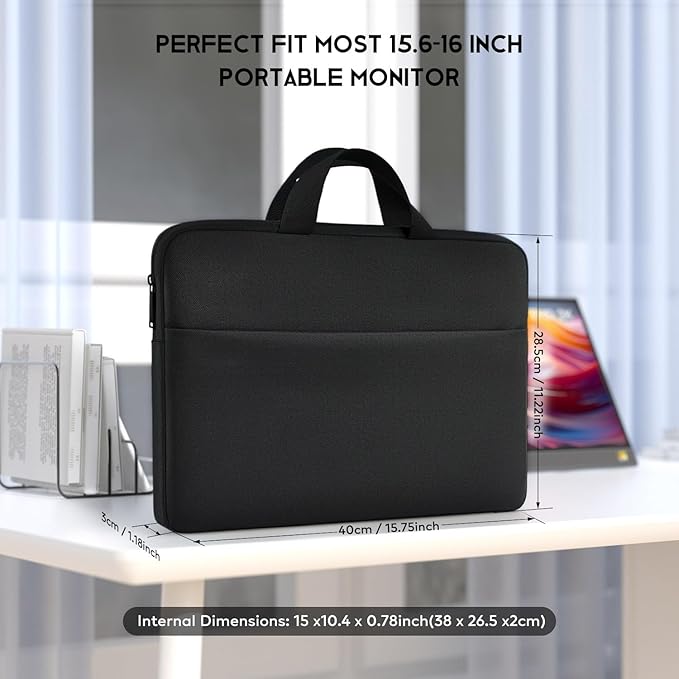 Portable Monitor Case, 15.6-16.1 inch Monitor Sleeve Carrying Bag Compatible with MNN KYY Innoview ASUS Zenscreen 15.6" 16" Portable Display Monitors