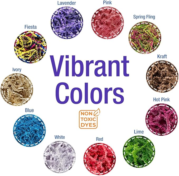 FRILLZ Crinkle Cut Paper Shred Filler for Baskets, Gifts, Packing and Protecting your Birthday, Weddings, Anniversary, Easter, and other gifts (1/2 pound, White)