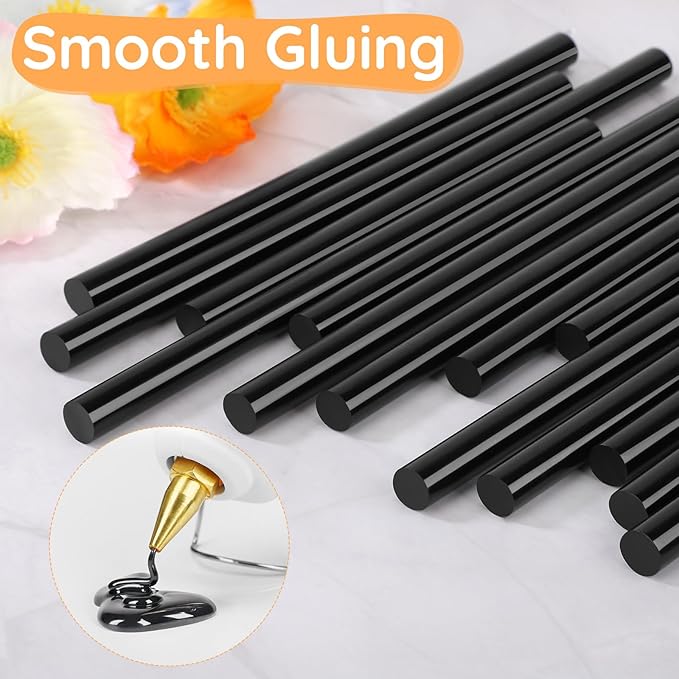 72pcs Black Hot Glue Sticks, 0.43"x8" Full Size Glue Sticks for Car Dent Repair, Wax Seal Stamp Crafting DIY Art School Gluing Project Repair Sealing