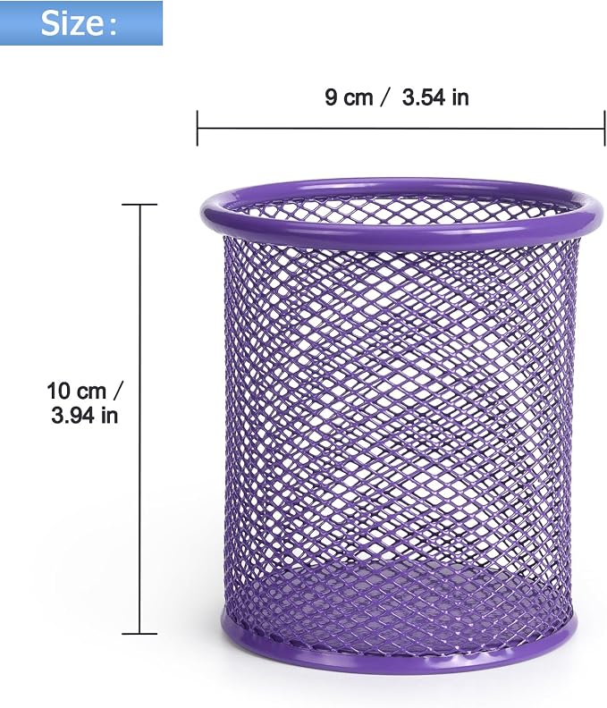 Tamaki Pen Holder Cup for Desk, Wire Mesh Pencil Cup Holder, Purple | Pen Cup for Desk Office Pen Organizer