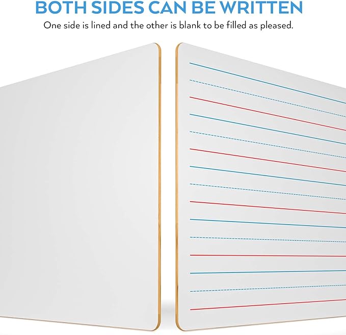 Nicpro Dry Erase Lap Board 9 x 12 inches 4 Pack Ruled Kid Double Sided Blank & Lined Small Lapboard with 8 Pens, 2 Eraser, Learning Mini Whiteboard Portable for Student and Classroom Use