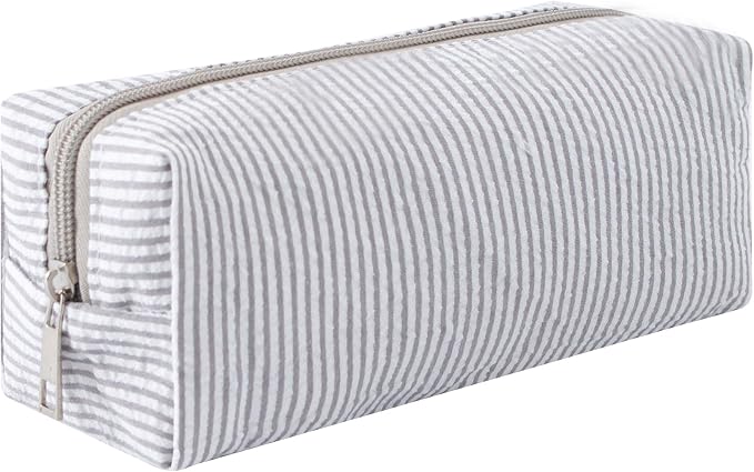 Cute Pencil Case Capacity Pencil Pouch Aesthetic Pen Bag Office Stationery Organizer Simple Sturdy Multifunctional Cosmetic Pouch (Gray)