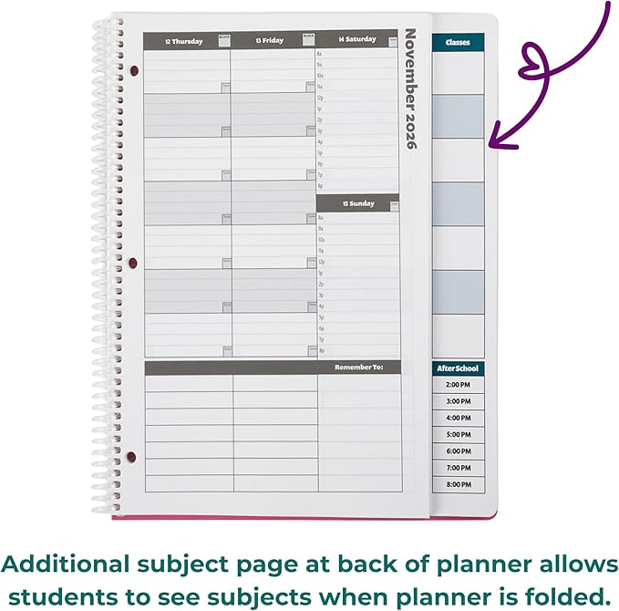 Order Out Of Chaos Academic Planner 2026-2027 Daily Weekly and Monthly Calendar, School Agenda Book, July 2026-June 2027 planner 8.5 x 11 Homework Organizer (Pink/Orange)