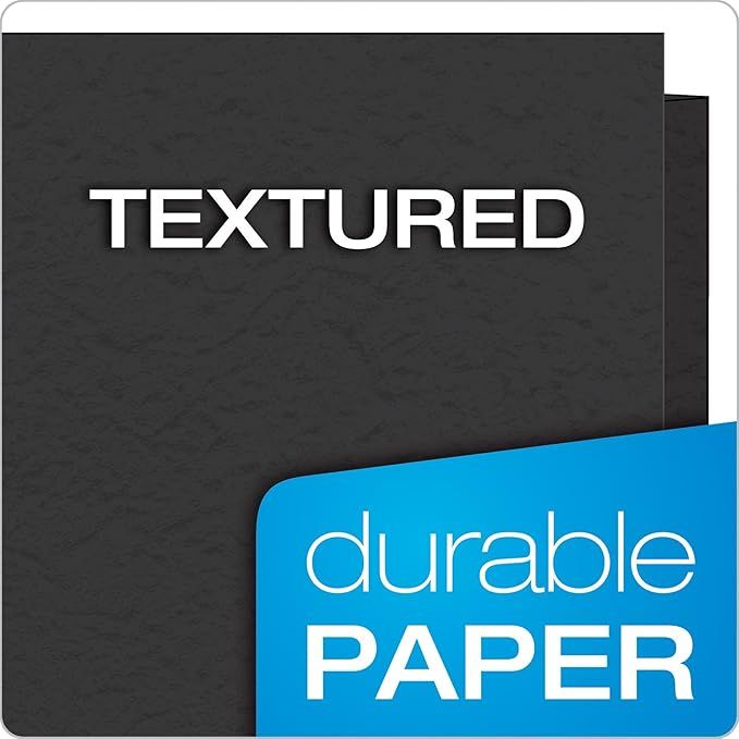 Oxford Two-Pocket Folders with Fasteners | Black | Letter Size | 25 per Box, Pack of 5