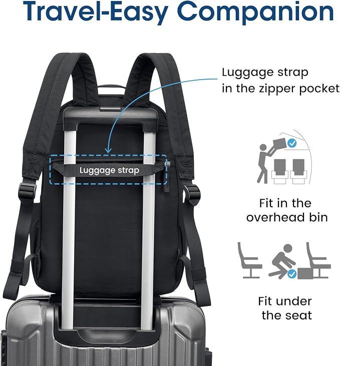 G4Free Small Backpack for Women, lightweight Daypacks for Travel School | Water-resistant Nylon backpack, fits 13.3" laptop, Multi-pockets, Trolley strap, Comfy padded straps