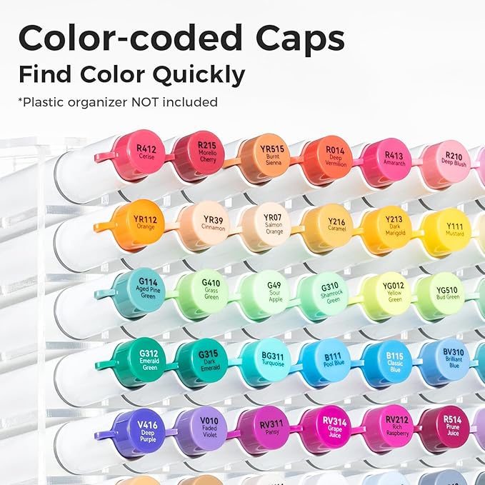 Ohuhu Alcohol Markers Brush and Chisel Tip: 48-Color Double Tipped Art Marker Set for Artist Adults Cozy Coloring Illustrations - Honolulu 2- Brush and Chisel Dual Tips- Refillable - AP Certificated