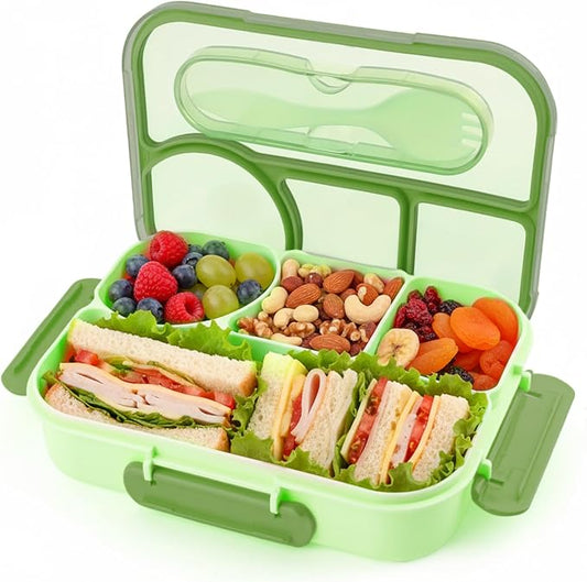 Bento Box for Adults, 4 Compartments Lunch Box, Lunch Containers, Green