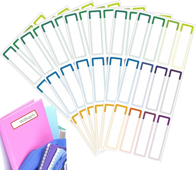 Waterproof Removable Name Labels, Colored Border Daycare Bottles Label 360, Self-Laminating Write-on Label Colorful Name Tags for Office, School Supplies, Home Storage Containers, Jars | Color Label Stickers Easy to Write-On for School Supplies, Office...