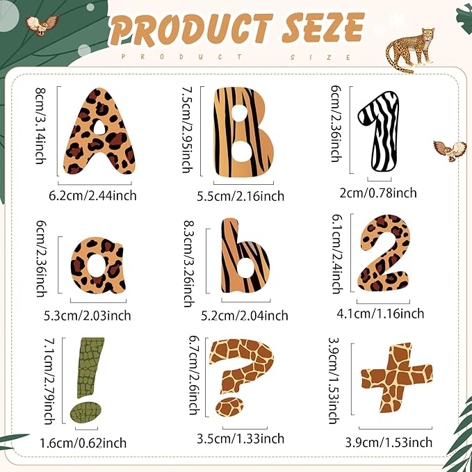 221 Pcs Wild Animal Bulletin Board Letters, Round Alphabet Number Punctuation Symbol Combo Letter Cutouts, Jungle Classroom Decor for School Classroom Chalkboard Poster Bulletin Board Wall