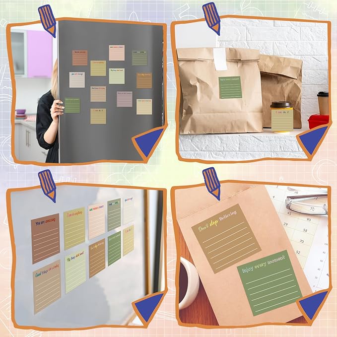 Yinder 24 Pcs Inspirational Sticky Notes Cute Motivational Sticky Notes Pad End of Year Employee Appreciation Gifts Bulk for Teacher Nurse Coworkers Office Supplies 3 x 3'' (Inspirational,Boho)