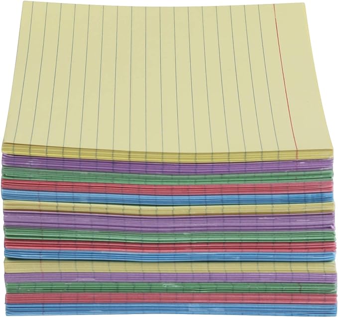 Amazon Basics Ruled Color Index Cards for Studying and Note-Taking, 5" x 8", 300 Count, Assorted Colors