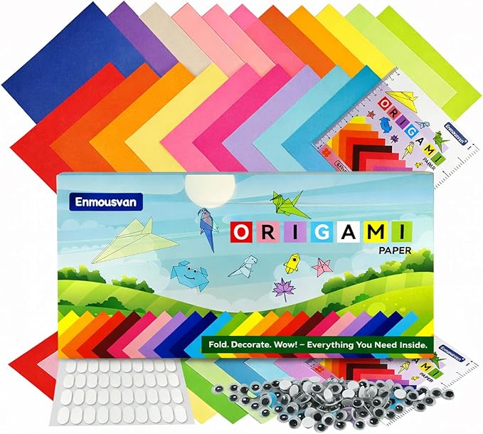 Origami Paper 6x6 Inch, Double Sided Color, 220 Sheets, 20 Fun & Distinct Colors, Child-Friendly, with DIY Accessory Kit for Hands-on Art and Craft Projects