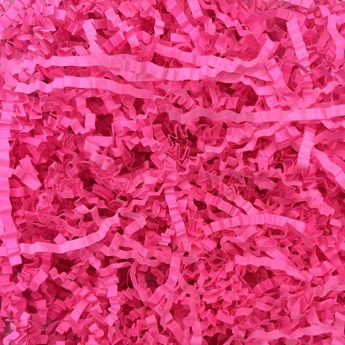 3LB Fluorescent Fuchsia Crinkle Cut Paper Shred Filler, Paper Shreds for Basket Fillers, Birthday, Gift Wrapping, Anniversary, Wedding, Halloween, Thanksgiving, Christmas Gift Decor Party Filler