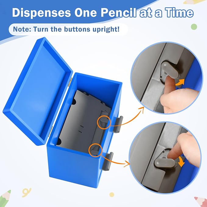 Aigybobo Pencil Dispenser for Classroom, Wooden Desk Pencil Holder, Blue | Teacher Must Haves, Classroom Organization, Wooden Dispenser for Pencils or Straws, for Offices, Kitchens, Restaurants