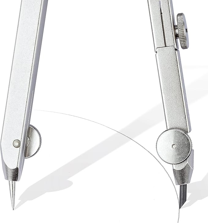 STAEDTLER Comfort Metal Quick Setting 6" Compass 2 Piece Set: Universal Adapter, Push-Button Mechanism & Extra Leads - Draws Circles up to 350mm