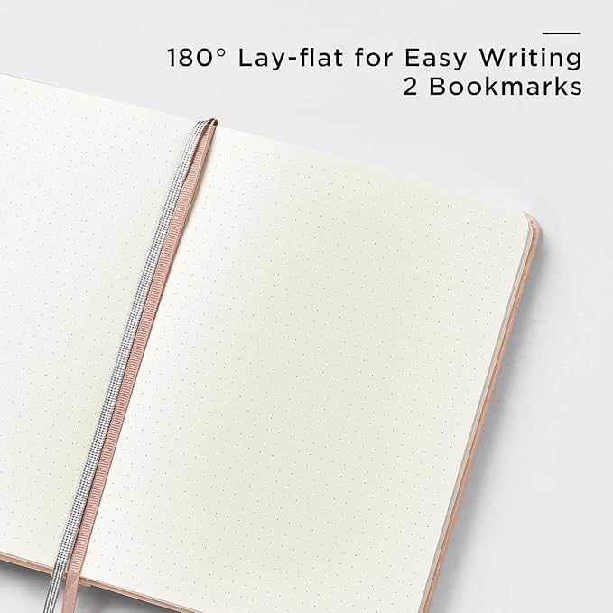 &And Per Se Dotted Journal Notebook, A5 Hardcover Leather Dotted Journal, 160 Pages 100gsm Thick Dot Grid Paper, 3 Sheets of Stickers Included - 5.7'' x 8'' (Apricot)