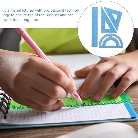 GALPADA 4pcs Math Measuring Tool Set with Metal Drawing Triangle Rulers and Protractor, Professional Geometry Drafting Kit for Classroom, Office, and Student Use