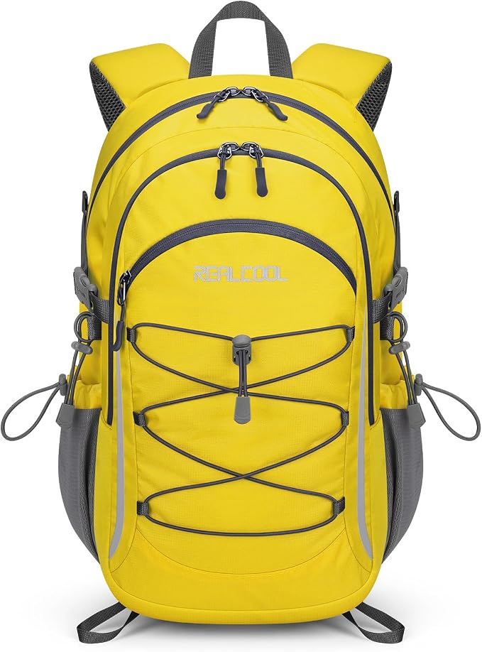 RealCool 20L Lightweight Hiking Backpack, Waterproof Daypack for Camping | 210D tear-resistant nylon, breathable shoulder and back panel, Multi-Compartment,hydration system,reflective strip,bungee net