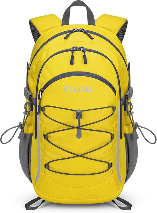 RealCool 20L Lightweight Hiking Backpack, Waterproof Daypack for Camping | 210D tear-resistant nylon, breathable shoulder and back panel, Multi-Compartment,hydration system,reflective strip,bungee net