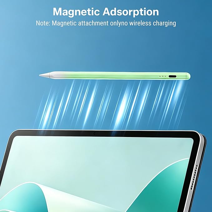 Stylus Pen for iPad 2018-2026, 2X Fast Charge Active Pencil with Tilt Sensitivity & Palm Rejection, iPad 11/10/9/8/7/6/A16, Air M4/M3/M2, Pro M5/M4, Mini 7/6/5 (Green)