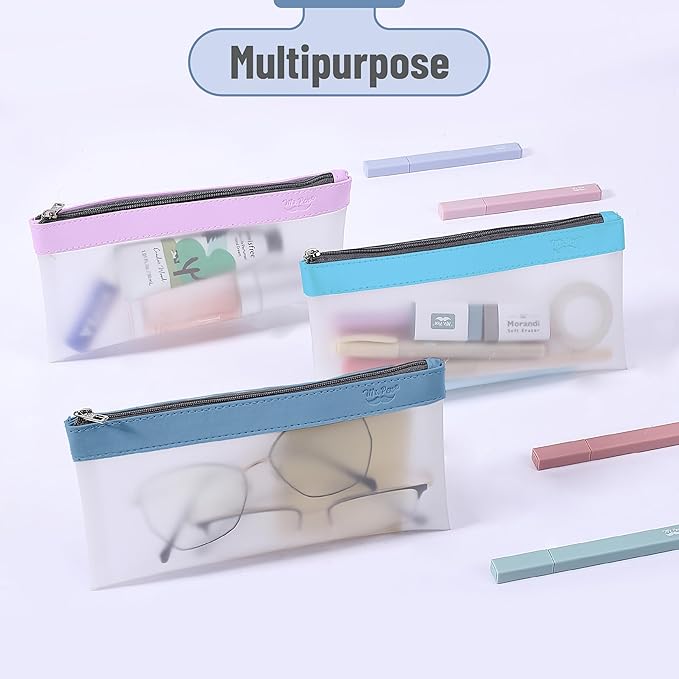 Mr. Pen- Clear Pencil Pouch, 8.50"x4.25", 6 Pack, Durable TPU Material, Medium Water-Resistant Pencil Bags with Smooth Zipper, Multipurpose Clear Pouch for Stationery, School, Office, Travel Supplies