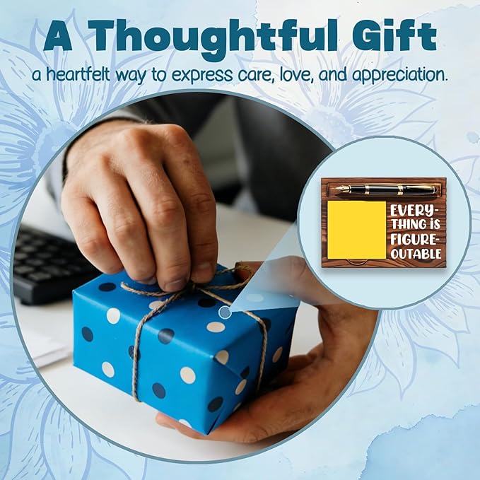 FOUGSTA Funny Office Gifts for Coworker, Gag Office Gifts for Coworker, Funny Desk Decor Gift for Coworker,Wooden Notepad Pen Holder With Funny Quotes,16.5 x 12 x 1.5 cm,XXN11