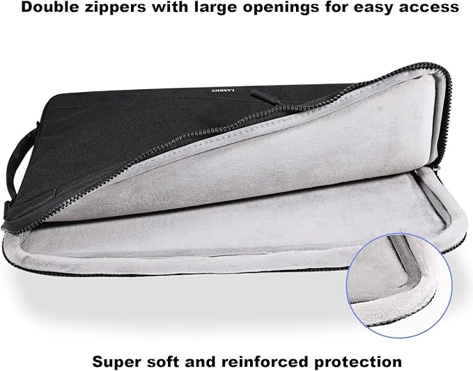 LANDICI 360°Protective Laptop Sleeve Case 14 15 Inch, Waterproof Slim Computer Cover Bag Compatible with MacBook Air M2 15, MacBook Pro 14/15, Chromebook 14/15, Asus vivobook 14, Black