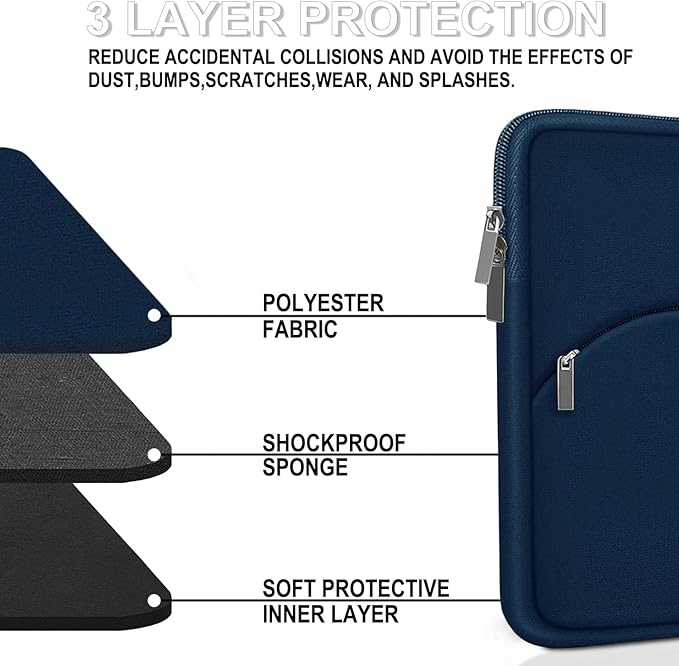 Laptop Sleeve 14 inch, Slim Portable Monitor Protective Cover with Front Pocket, Traveling Carrying Laptop Case Compatible for MacBook Air/Pro, HP, Dell, Lenovo, Acer, Deep Blue