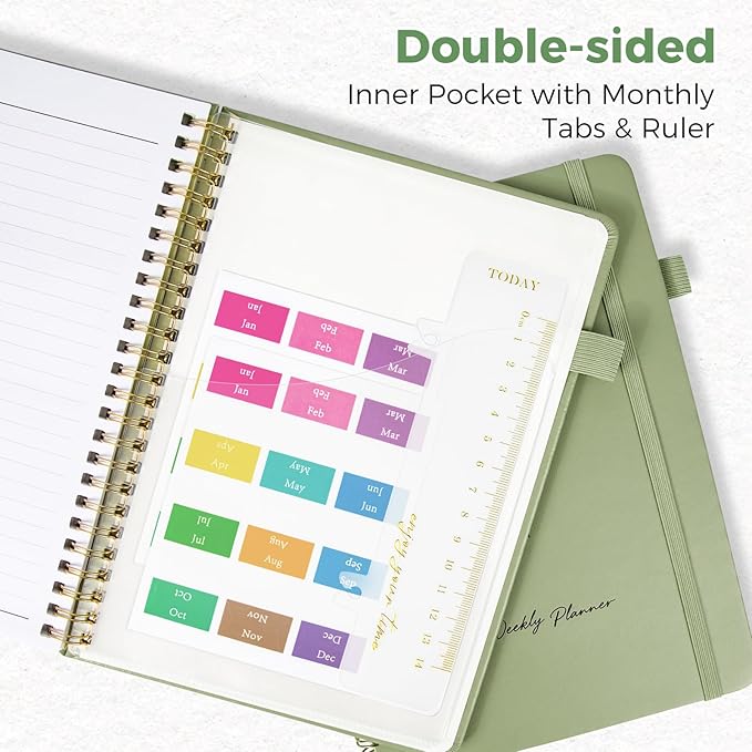 Oucaru Undated Daily Planner, 8.5"x11", A4 Size Spiral Notebook with Hourly Schedule, To Do List, Priorities, and Notes for Productivity - Easily Organize Your Tasks, Appointments & Goals for Women