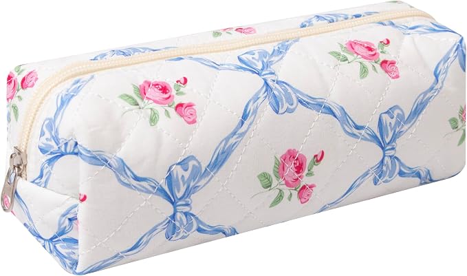 Pencil Case Office College School Storage Bag Pouch Holder Box Organizer Makeup Pouch Cosmetic Bag Aesthetic Cute Pen Case for Girls Boys Kids (Blue butterfly)