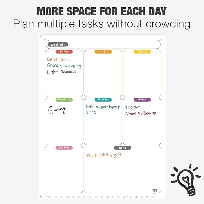 Vertical Magnetic Calendar for Refrigerator Set. Weekly Planner Dry Erase Fridge Calendar Whiteboard Menu Board - Thickened Magnet. Fine Marker & Organizers Reusable for Busy Home & Office