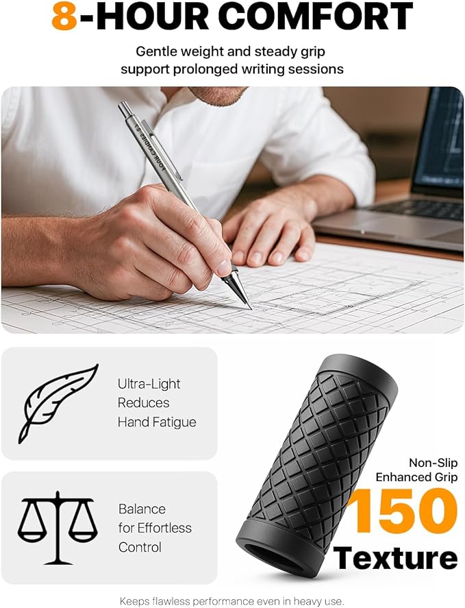 6PCS Metal Mechanical Pencil Set with 0.7mm Medium Point, 360 Leads, 12 Erasers, Art Mechanical Pencils Pack with Storage Case for School Writing, Sketching, Drawing & Professional Drafting