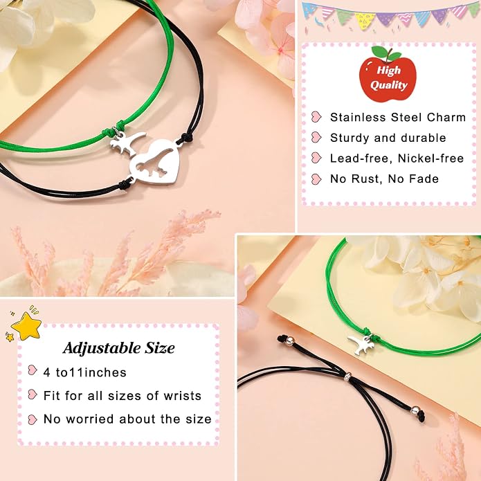 UNGENT THEM Back to School Bracelet Mother Son Dinosaur First Day of School Gifts for Boys Girls