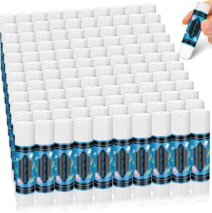Zubebe 200 Pcs White Glue Stick Bulk Back to School Gifts First Day Sets 0.32 oz Washable Glue Stick for Crafts Home Classroom Prize Party Supplies Scrapbooking Crafting Supplies (Crayon)