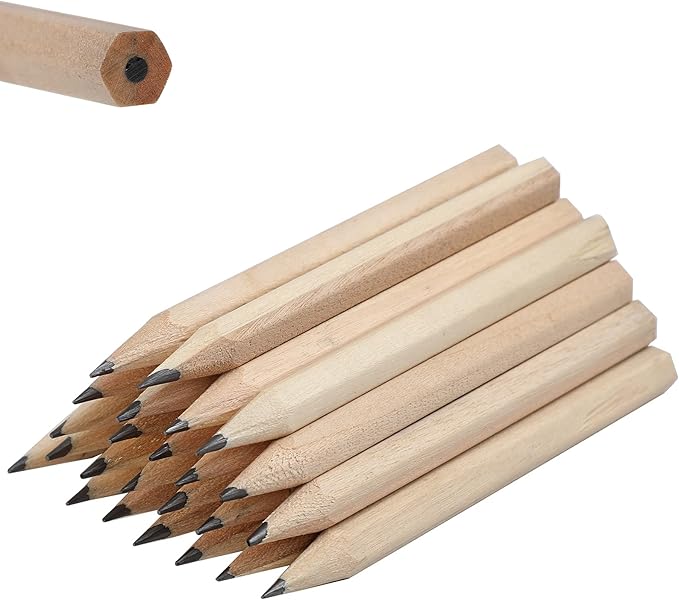 LUTER 24pcs Short Hexagon Pencils Mini Wood Pencils Hexagonal Pencils Short Wood Pencils Bulk for Preschoolers, Toddlers, Kindergarten, School, Home