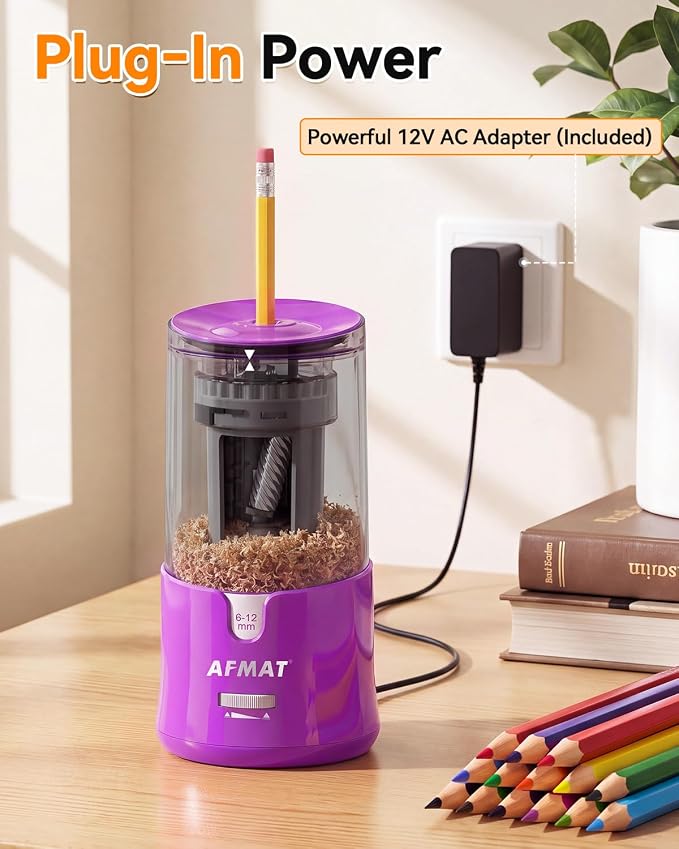 AFMAT Electric Pencil Sharpener, Plug-in Pencil Sharpener for 6-12mm Pencil