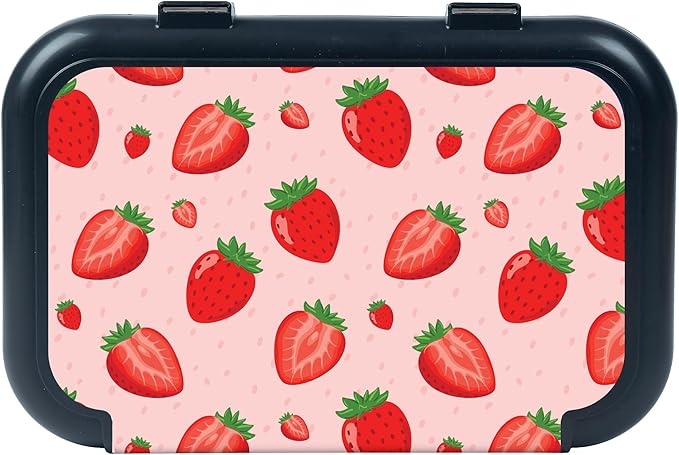 ZIPIT Recycled Plastic Pencil Box for Girls, Large Capacity Pencil Case for School, Durable Stationery Organizer Box, Strawberries