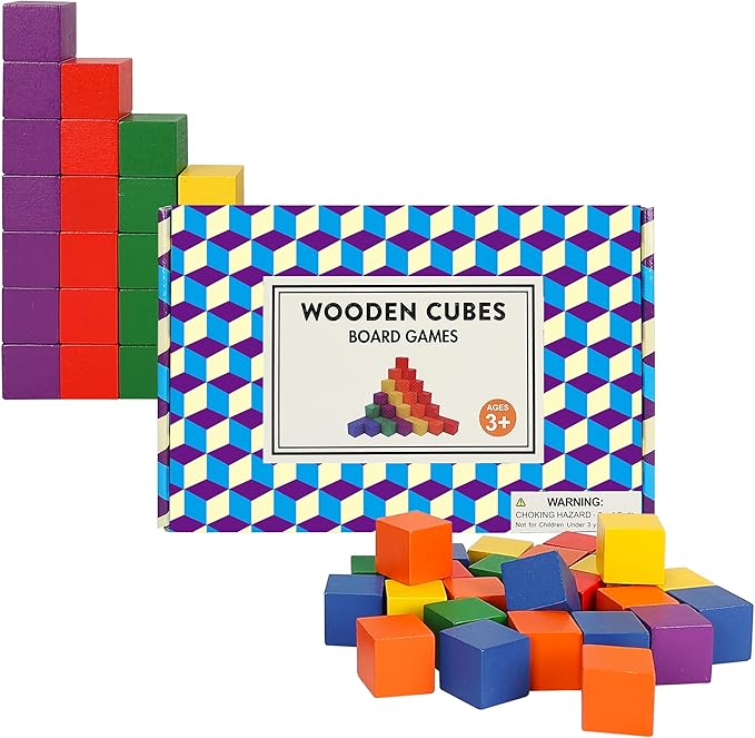 Offelec 108 Pack 1 Inch Wooden Blocks, 6 Colors STEM Math Sorting Toys, Wood Building & Stacking Blocks for Toddlers, Classroom Learning Wooden Cube Blocks, Creative Play & DIY Craft for Kids Ages 3+